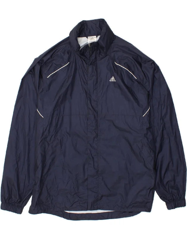 ADIDAS Mens Rain Jacket UK 42 XL Navy Blue Polyamide