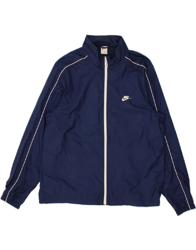 NIKE Mens Rain Jacket UK 44 2XL Navy Blue Polyester