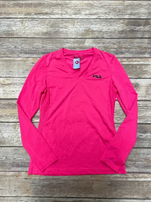 Athletic Top Long Sleeve Crewneck By Fila In Pink, Size: S