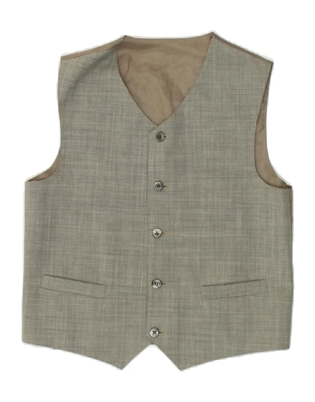 VINTAGE Mens Waistcoat IT 42 2XS Grey Virgin Wool