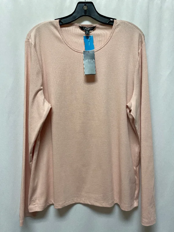 Top Long Sleeve By Lauren By Ralph Lauren In Peach, Size: Xxl