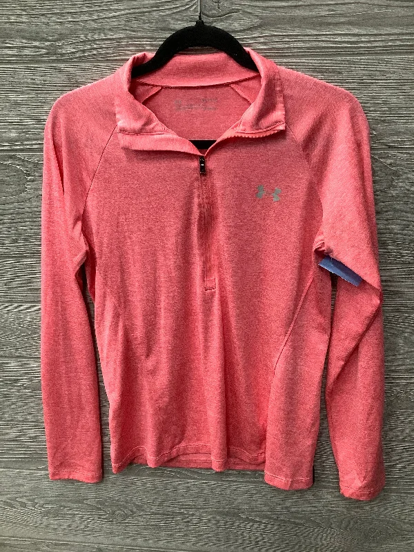 Athletic Top Long Sleeve Collar By Under Armour In Pink, Size: M