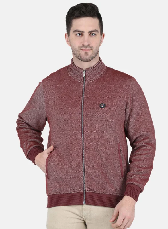 Men Maroon Jaquard Heating Jacket