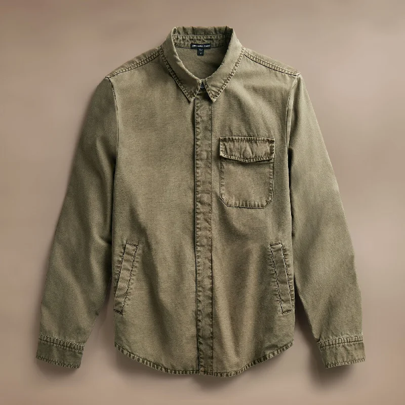 Reverse Cotton Twill Shirt Jacket - Trooper Pigment