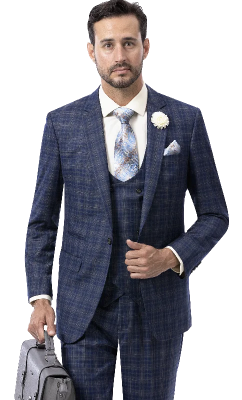 Navy Three Piece Regular Fit Fashion Suit M2780