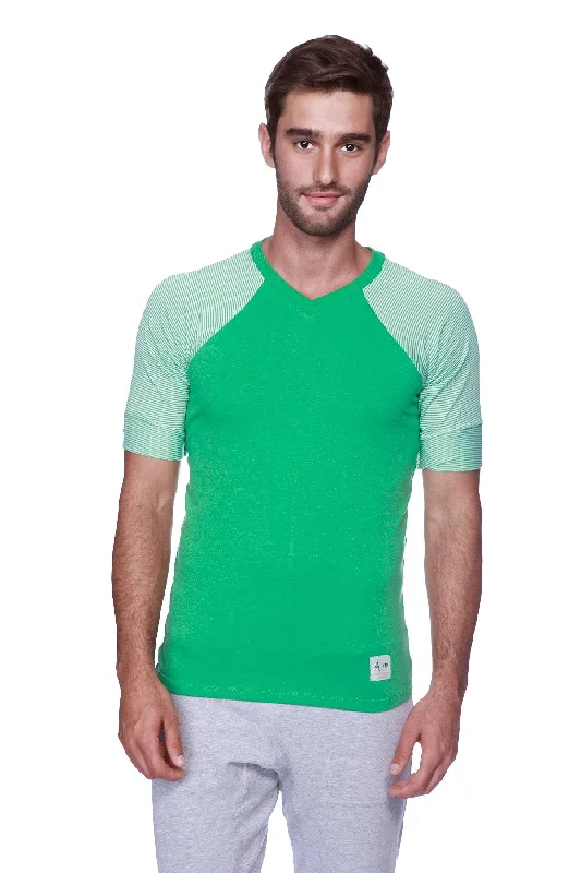 Raglan Virtual Crew Neck (Green w/ Green & White Stripe)