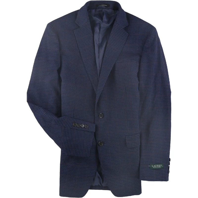 Ralph Lauren Mens Plaid Two Button Blazer Jacket, Blue, 38 Regular