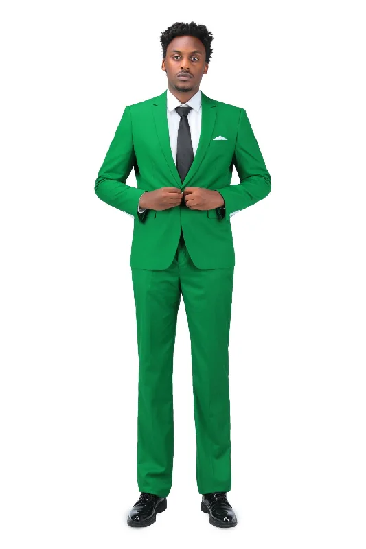 2-Piece Slim Fit Simple Designed Suit Green