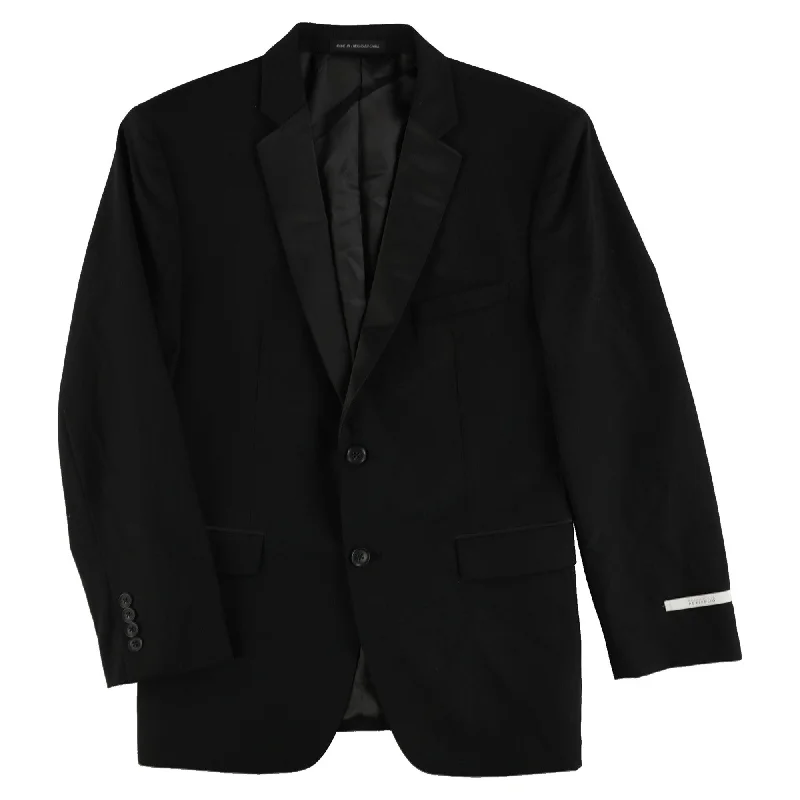 Perry Ellis Mens Slim-Fit Tuxedo Two Button Blazer Jacket, Black, 42 Short