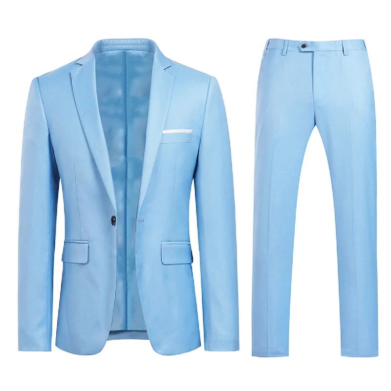 2-Piece Slim Fit Simple Designed LightBlue Suit