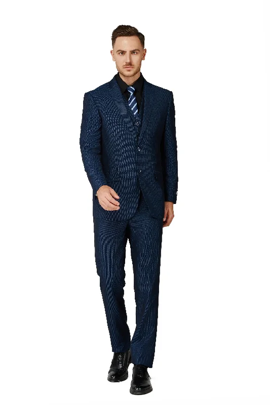 Men's Diamante Blue Notched Lapel Suit Slim Fit (3 PCS)