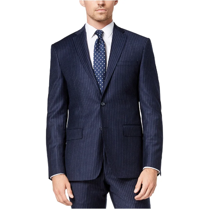 DKNY Mens Derek Chalk Stripe Two Button Blazer Jacket, Blue, 38 Regular