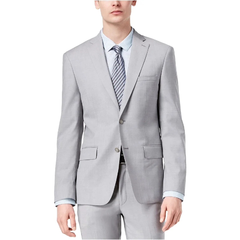 DKNY Mens Stretch Two Button Blazer Jacket, Grey, 38 Long