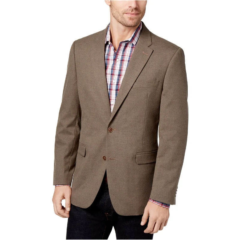 Tommy Hilfiger Mens Stretch Two Button Blazer Jacket, Brown, 42 Regular