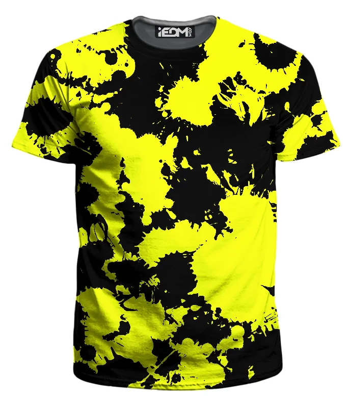 Yellow and Black Paint Splatter Men's T-Shirt