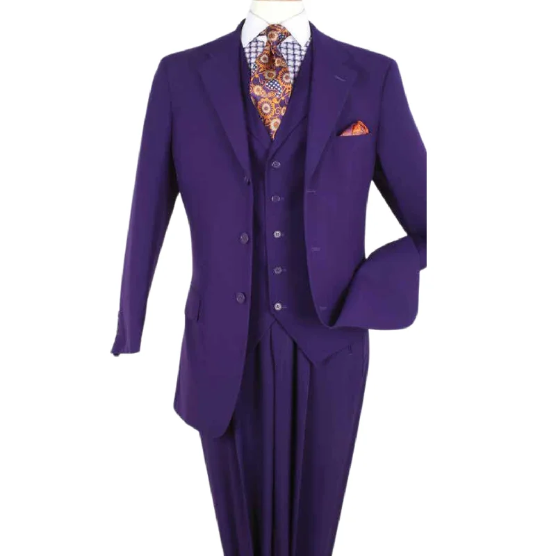 Purple Three Piece Long Fit Fashion Suit P808