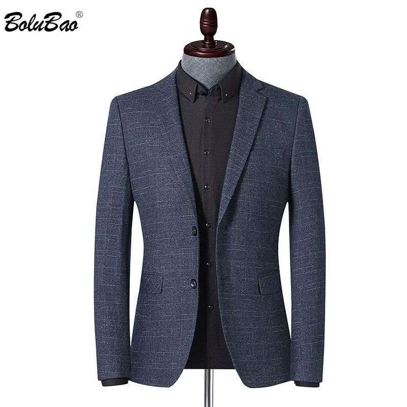 Suit Men - Blazer Fashion Men's Striped Print Spring Autumn Suit Jacket Business Casual Style Male Formal Blazers