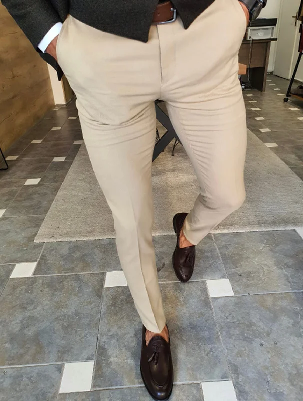 Daroni Beige Slim Fit Pants