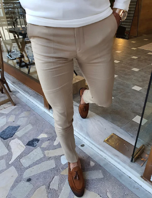 Fonzaso Beige Slim Fit Pants