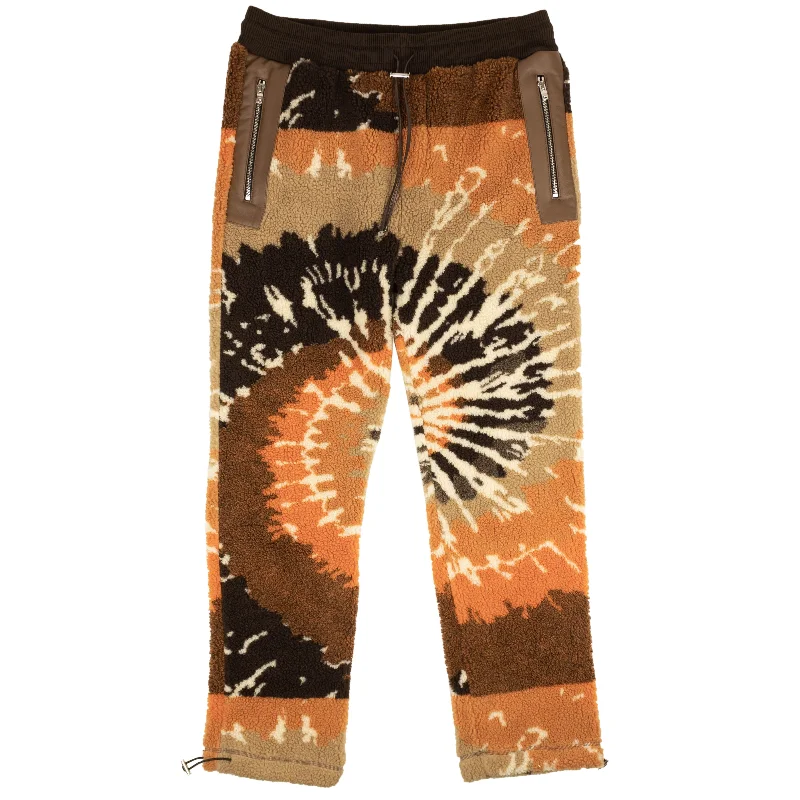 Orange And Brown Tie Dye Polar Fleece Track Pants