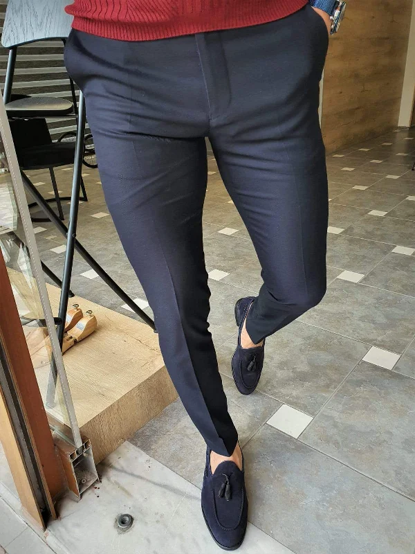 Paruri Navy Blue Slim Fit Pants