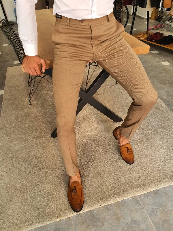 Severi Camel Slim Fit Pants