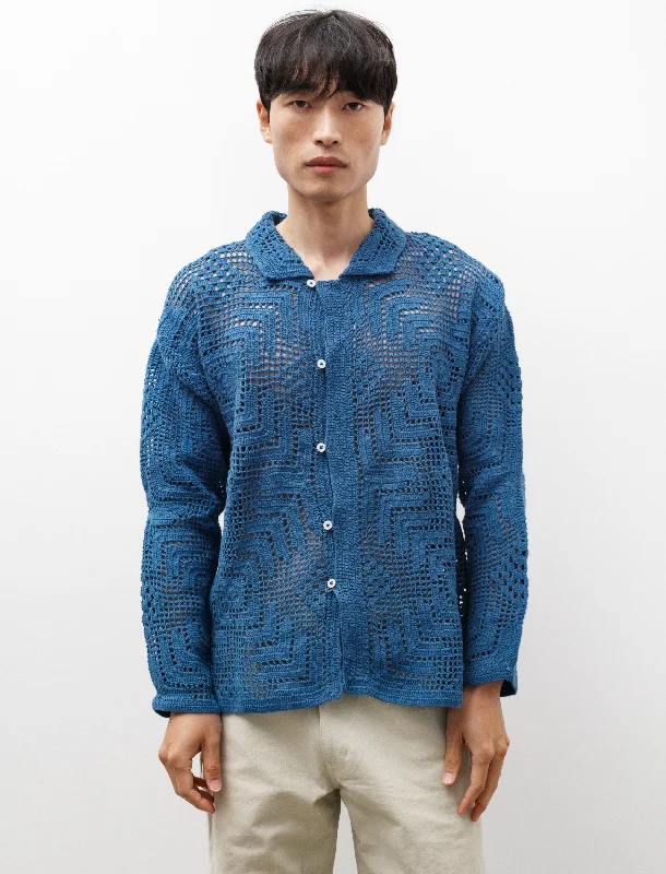 Overdyed Crochet Shirt Petrol