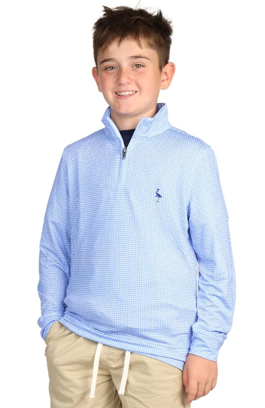 Boys Blue Houndstooth Performance Quarter-Zip