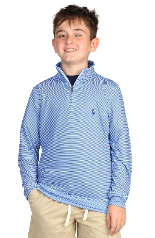 Boys Blue Micro Stripe Performance Quarter-Zip