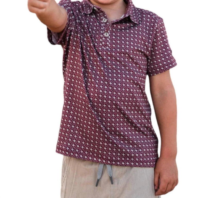 Boy's Polo Shirt In Texas Maroon