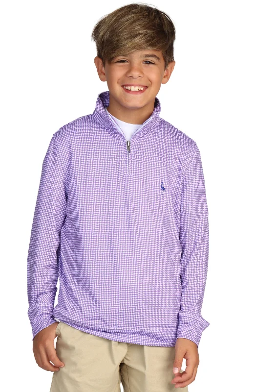 Boys Purple Houndstooth Performance Quarter-Zip