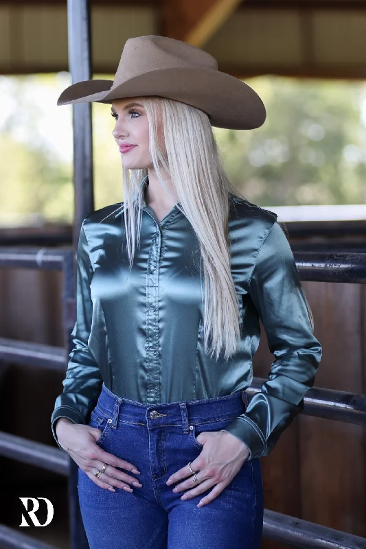 SEA GLASS SATIN PERFORMANCE RODEO SHIRT